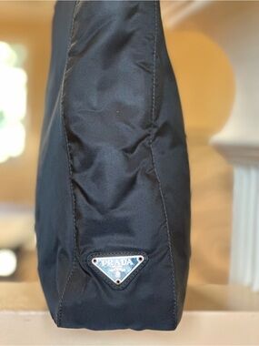 Prada Black Nylon Triangle Logo Tote